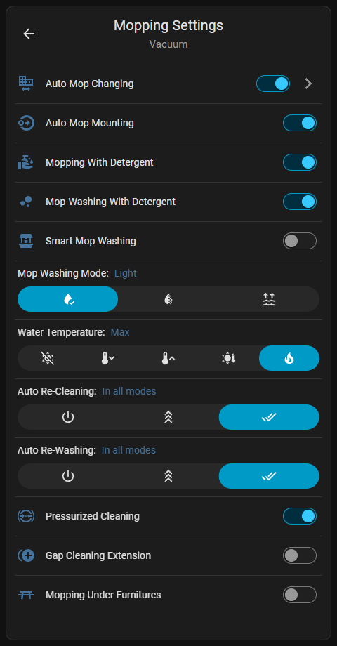 Mopping Settings