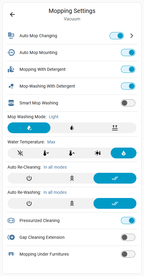 Mopping Settings